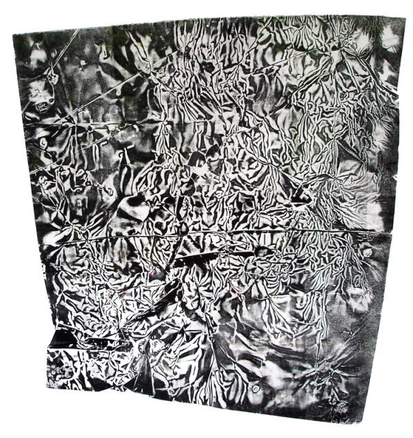 Aluminum Plate, 37x54in, found object relief